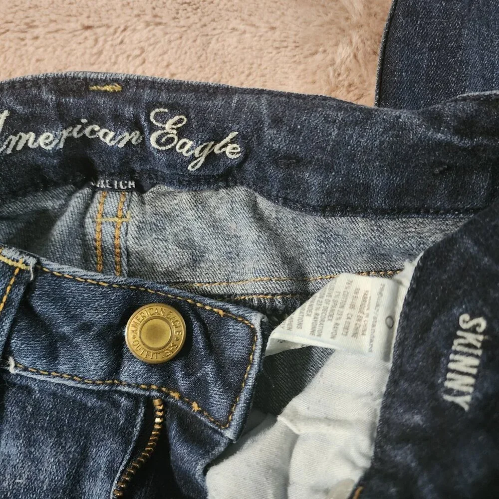 American Eagle Distressed Patchwork Skinny Jeans - Women's‎ Size 0 Regular - Picture 3 of 3